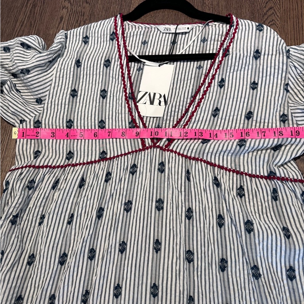 Zara Navy and White Patterned Maxi  Dress - Picture 12 of 13